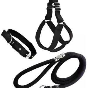 About this item Metal fittings make the dog harness more secure, this dog harness has two welded heavy duty O-rings attached to the nylon straps. Each nylon strap adopts a special figure-8 stitching technology, which will not fall off easily. In addition, the dog harness has a safety buckle that can be quickly closed and securely fastened, and can be quickly released when manually operated, making it easy to put on and take off. Prevent the dog from being frightened and struggling to escape