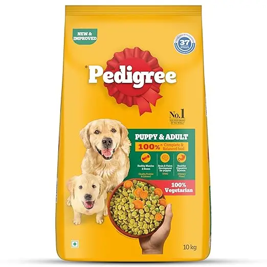 Pedigree Adult & Puppy Dry Dog Food, 100% Vegetarian, 10 kg